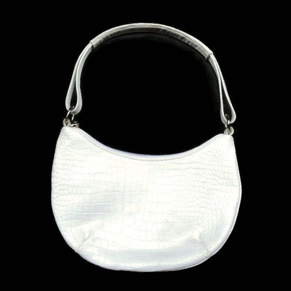 Maurizio Taiuti White Croco Embossed Leather Bag
